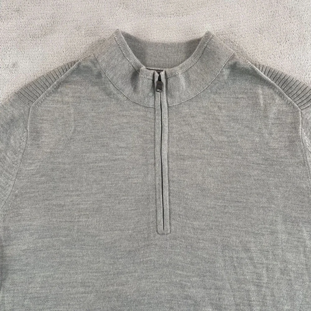 Banana‎ Republic 1/4 Zip Sweater Men Large Taupe Heather Merino Wool Blend NWOT